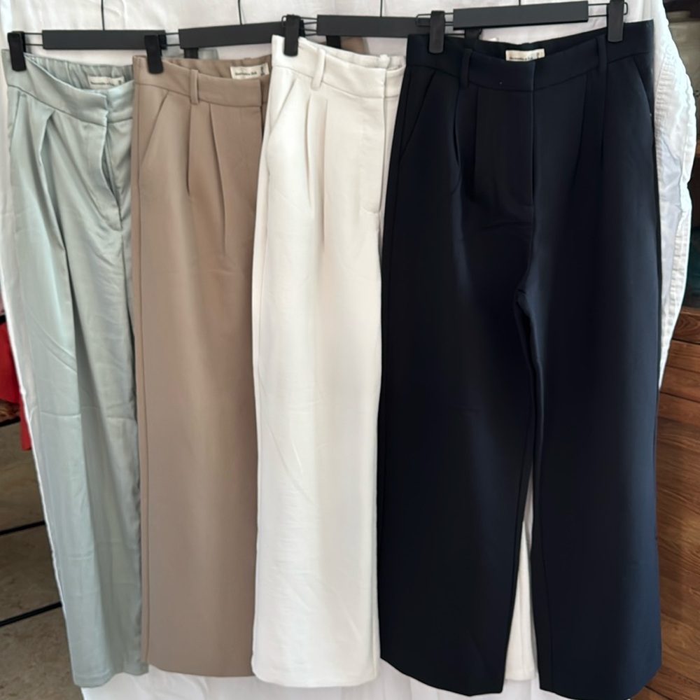 Lot of 4 Abercrombie & Fitch wide leg Tapered Tailored Pants - 28/6